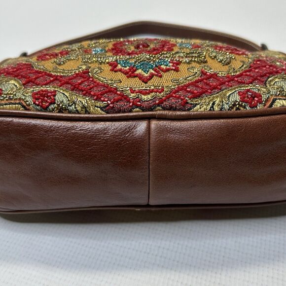Isabella Fiore Floral Tapestry Glass Bead Embellished Leather Shoulder Bag - Picture 9 of 16